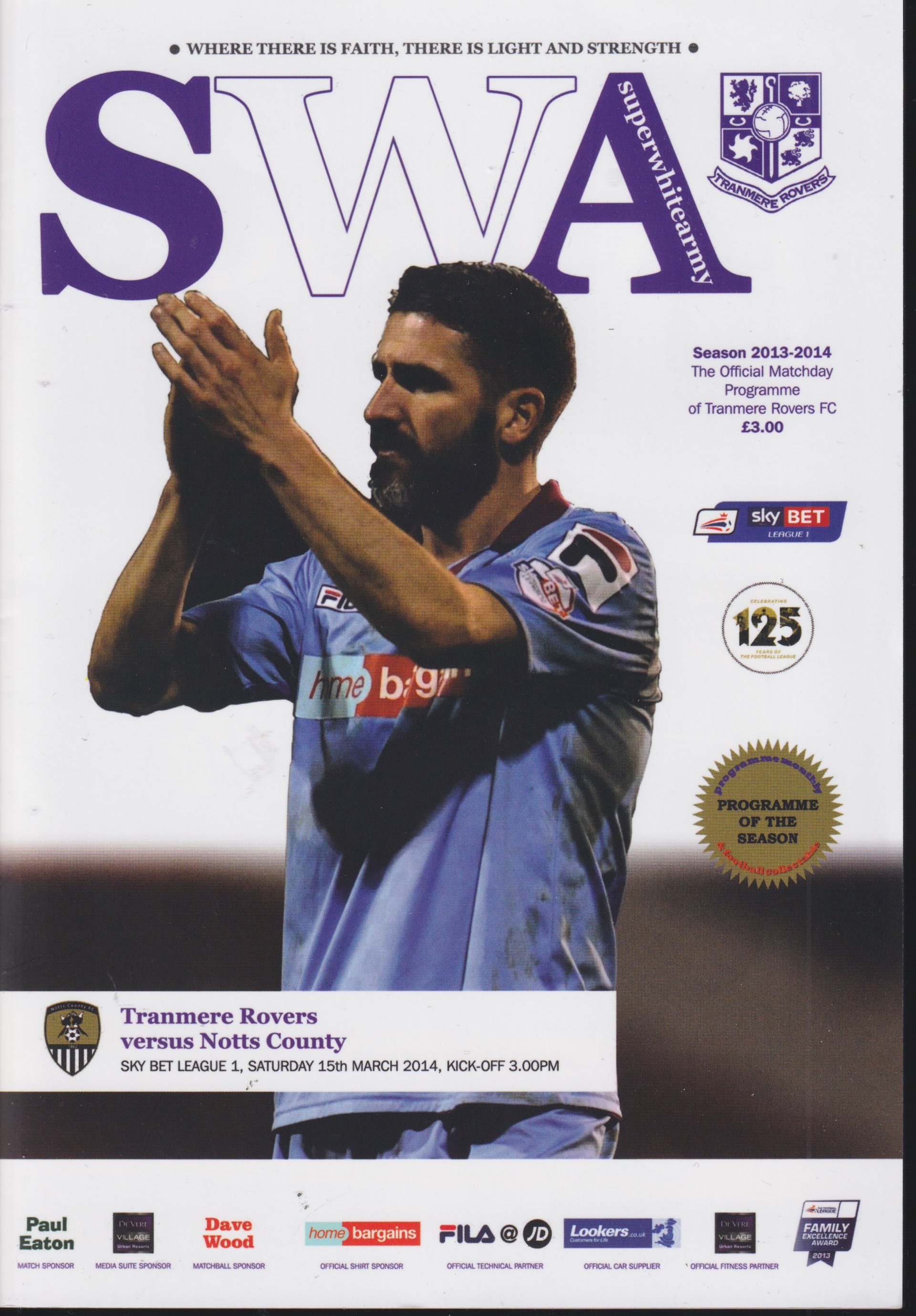 Tranmere Rovers v Notts County match programme